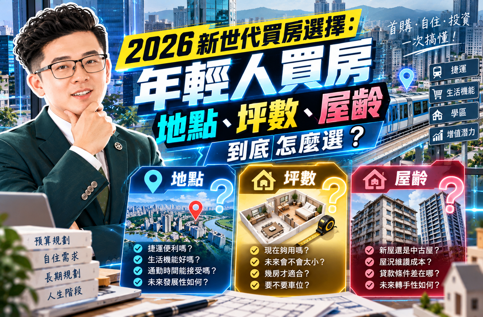 2026新世代買房選擇:年輕人買房,地點、坪數、屋齡到底怎麼選?