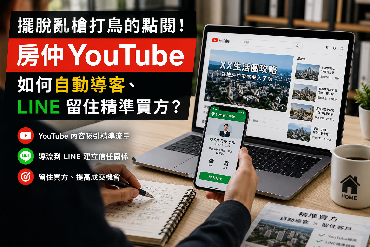 擺脫無效點閱!房仲 YouTube 影音精準客源的自動化接單與 LINE 私域留客策略