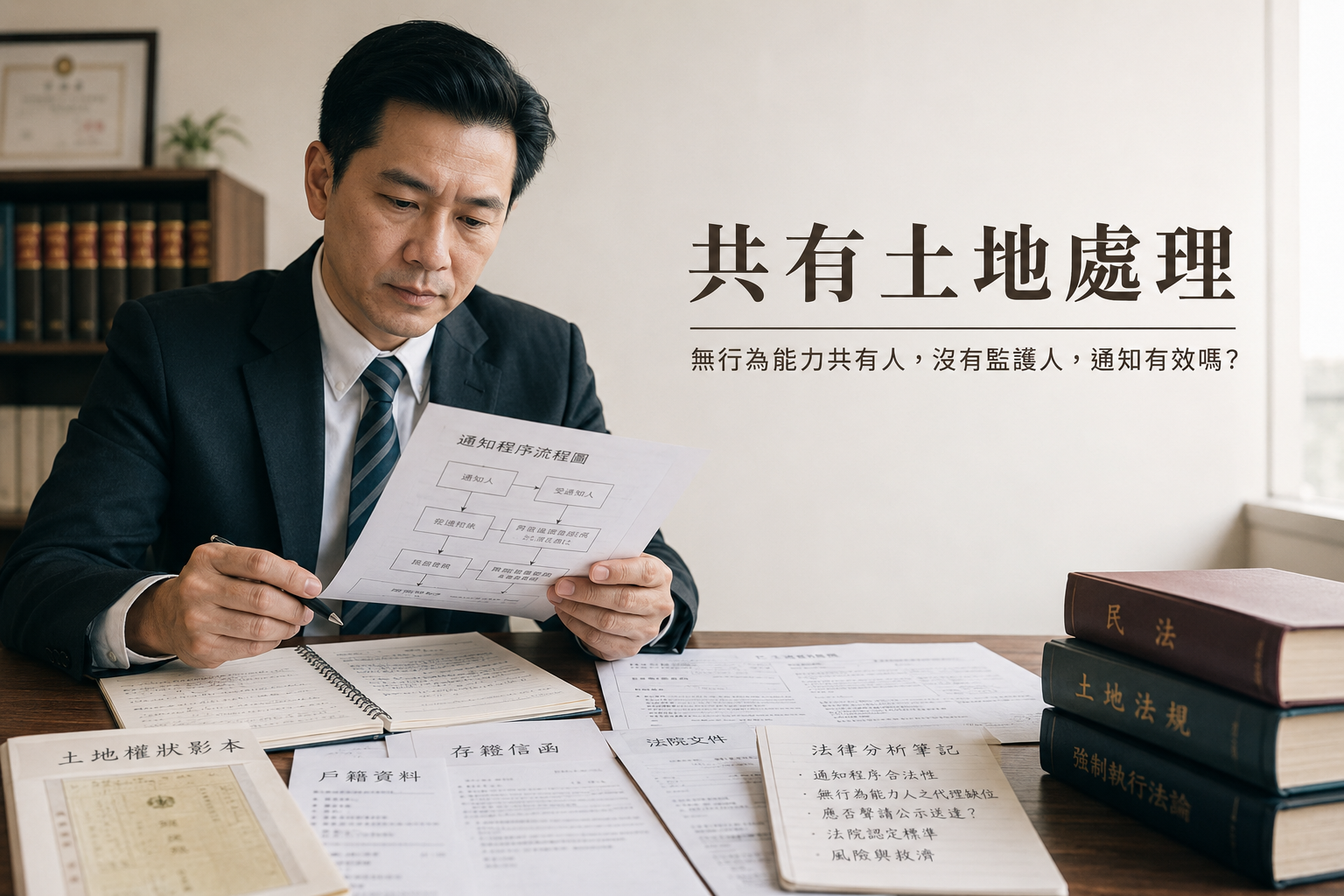 共有土地處理:不同意的共有人無行為能力,也沒有監護人,通知送達有用嗎?