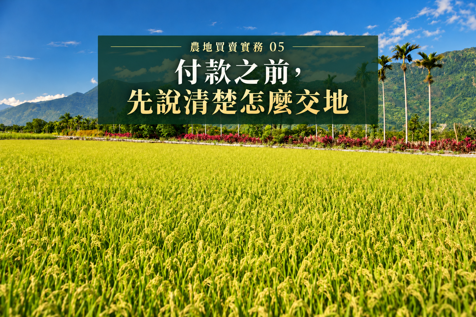 花蓮農地買賣實務⑤:尾款付了,田卻還不能用?作物、租約與點交先寫清楚