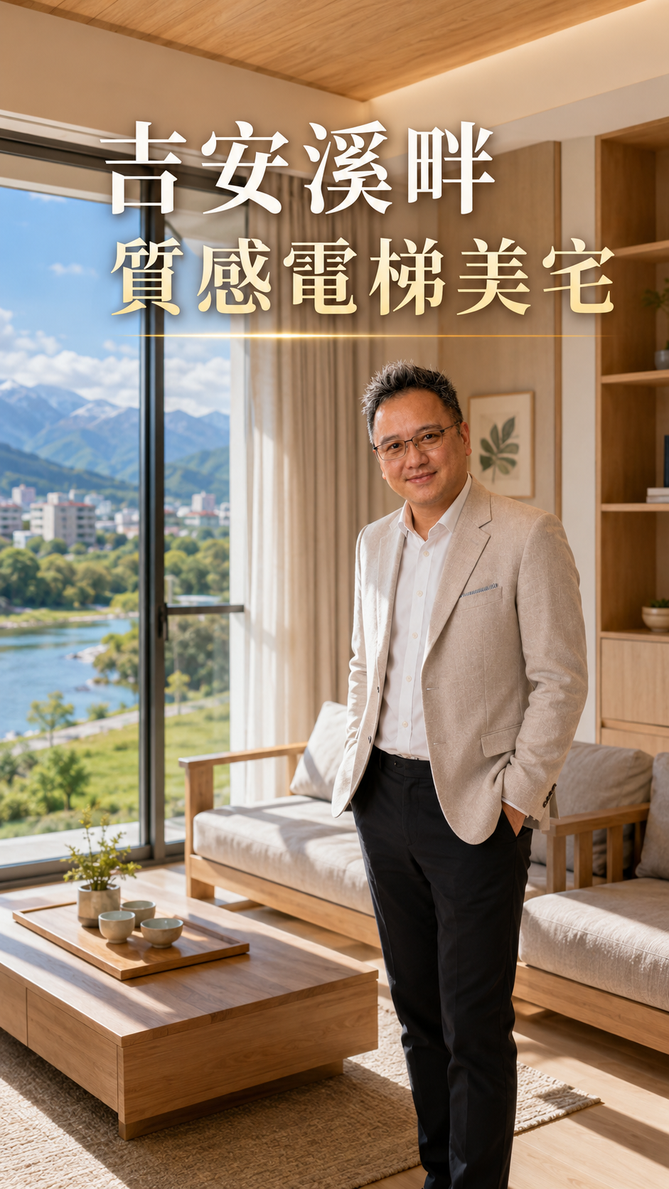 花蓮吉安太和園日系北歐質感電梯美宅,溪畔第一排優質三房現況開箱,高樓層明亮採光、格局方正、實用生活空間完整呈現