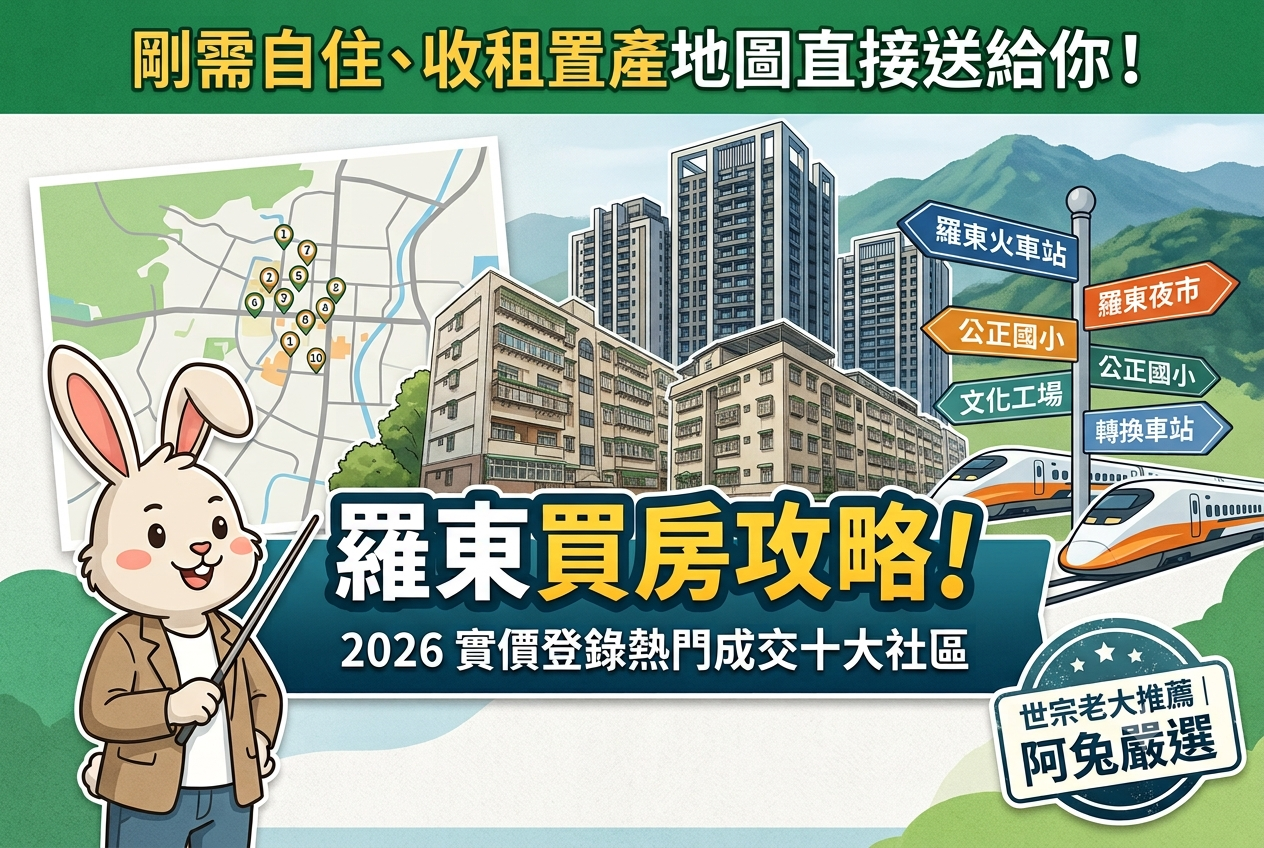 羅東買房全攻略！2026 實價登錄熱門成交十大社區，剛需自住、收租置產地圖直接送給你！