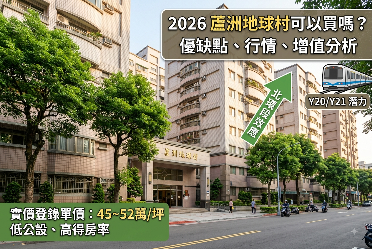 2026 蘆洲地球村可以買嗎?優缺點、成交行情與未來增值一次看懂