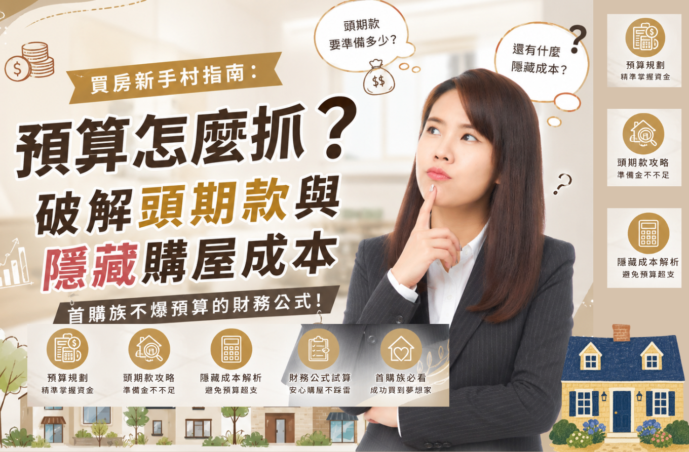 買房新手指南|第二篇: 預算應該怎麼抓？破解頭期款與隱藏購屋成本