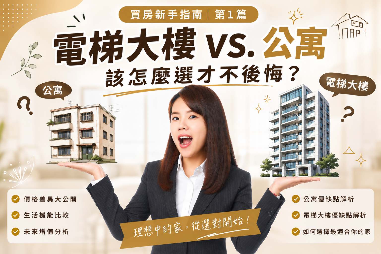 買房新手指南｜第 1 篇：電梯大樓 vs. 公寓，該怎麼選才不後悔？