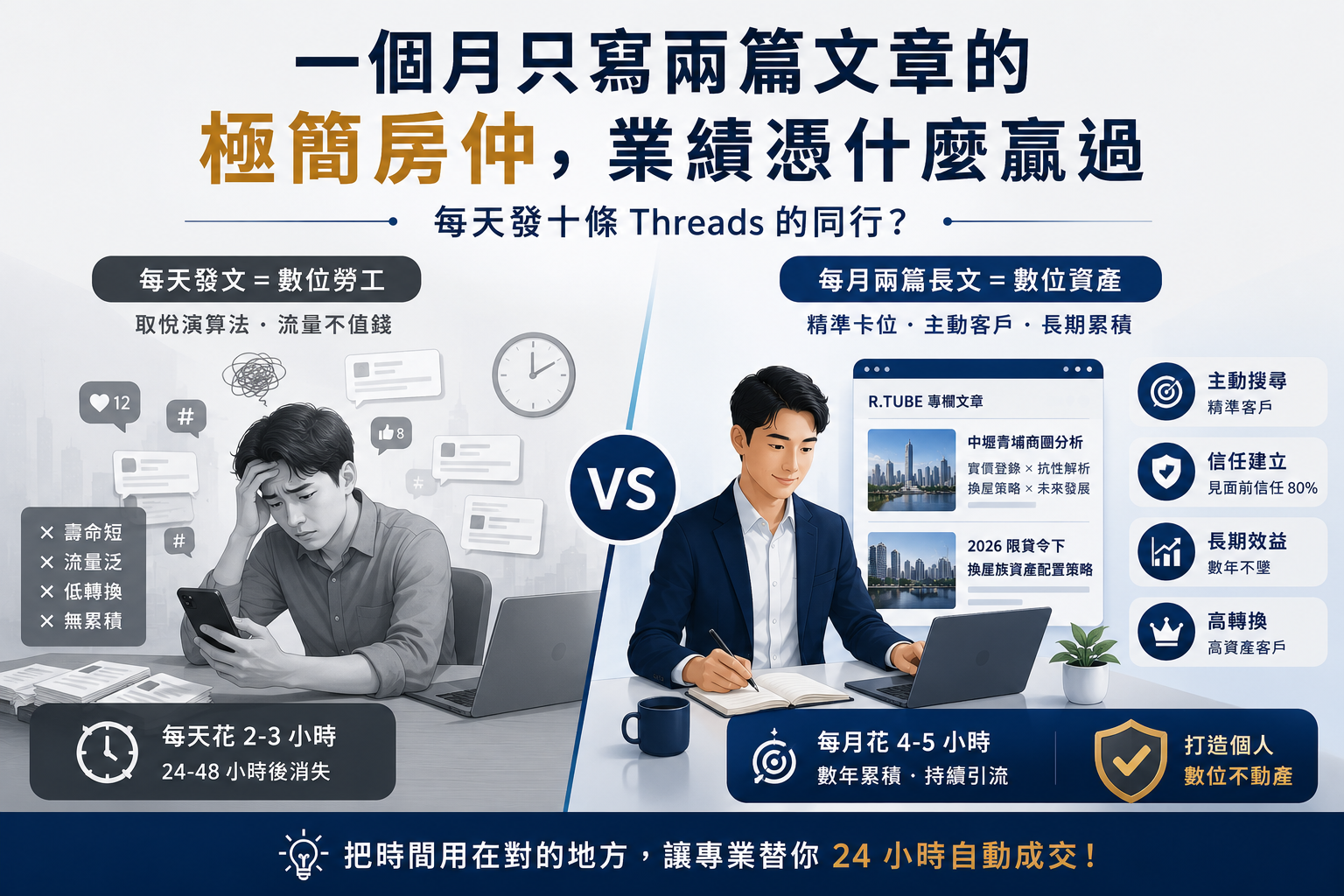 【顧問專欄】一個月只寫兩篇文章的「極簡房仲」，業績憑什麼贏過每天發十條 Threads 的同行？