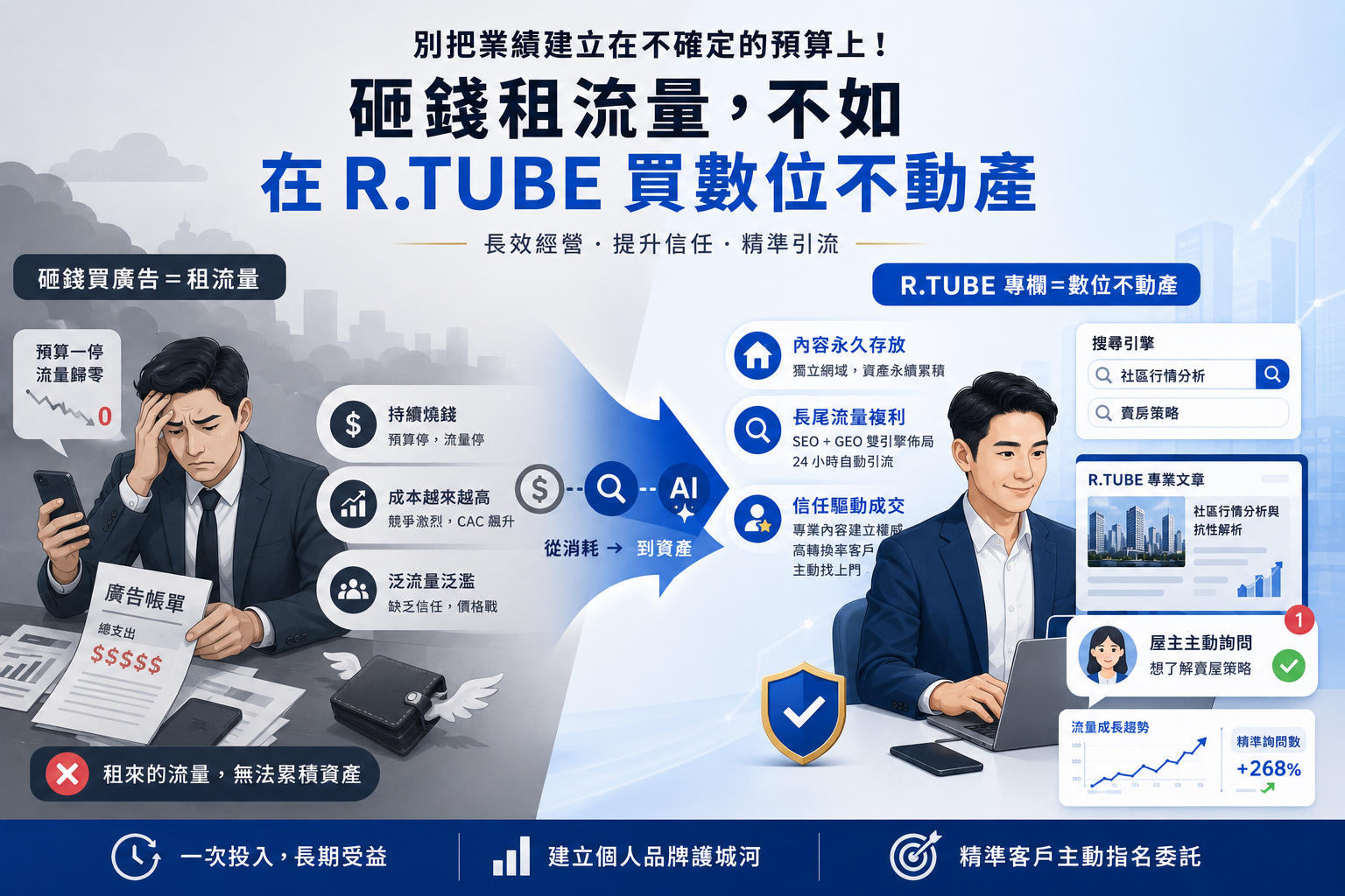 【顧問專欄】別把業績建立在不確定的預算上！為什麼砸錢買關鍵字廣告，不如在 R.TUBE 買「數位不動產」？