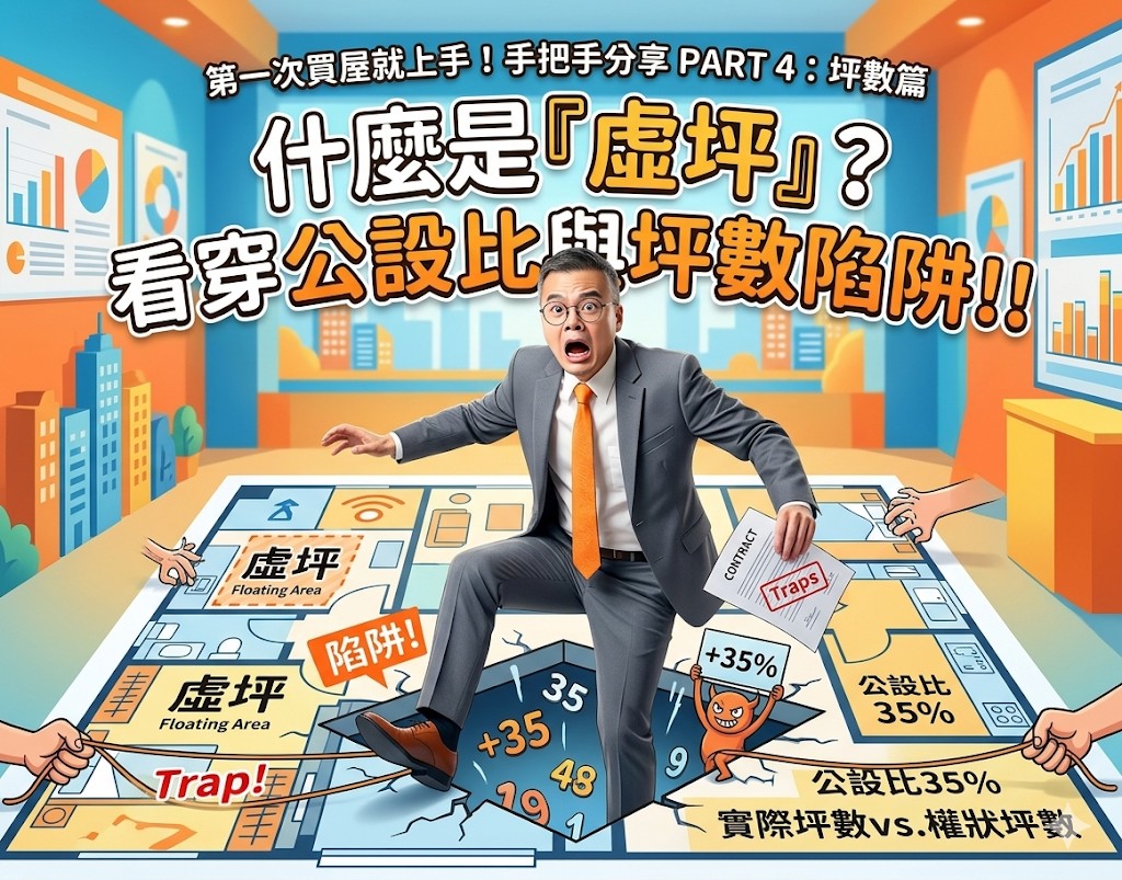 第一次買屋就上手!手把手分享 PART 4:坪數篇 — 什麼是「虛坪」?看穿公設比與坪數陷阱