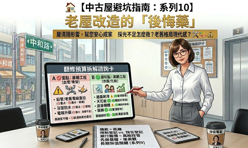 【中古屋避坑指南：系列 10】老屋改造的「後悔藥」（採光不足怎麼救？老舊格局如何變身現代感？）🏚️🎨💰