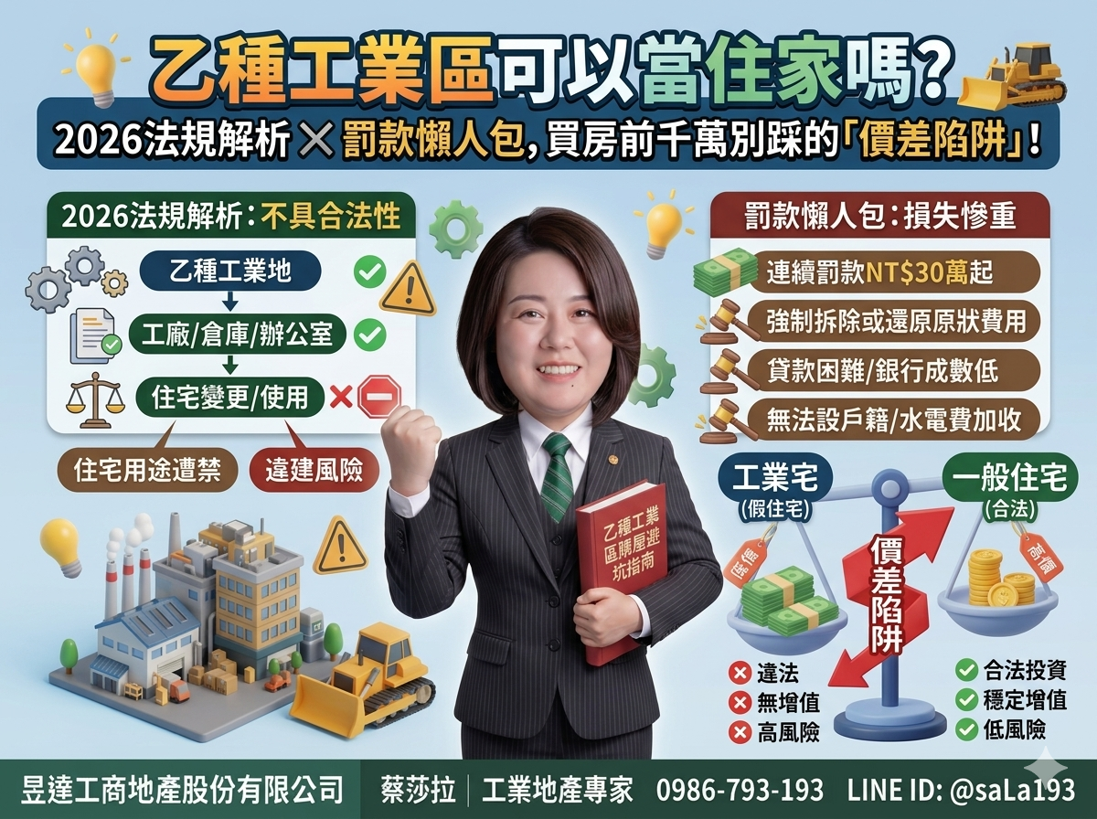 乙種工業區可以當住家嗎?2026最新乙工宅法規與罰款懶人包,買房前必看的避坑指南