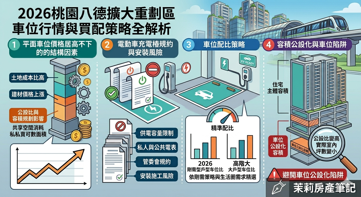 八德擴大重劃區平面車位行情解析：為什麼成屋車位價格居高不下與買配戰略