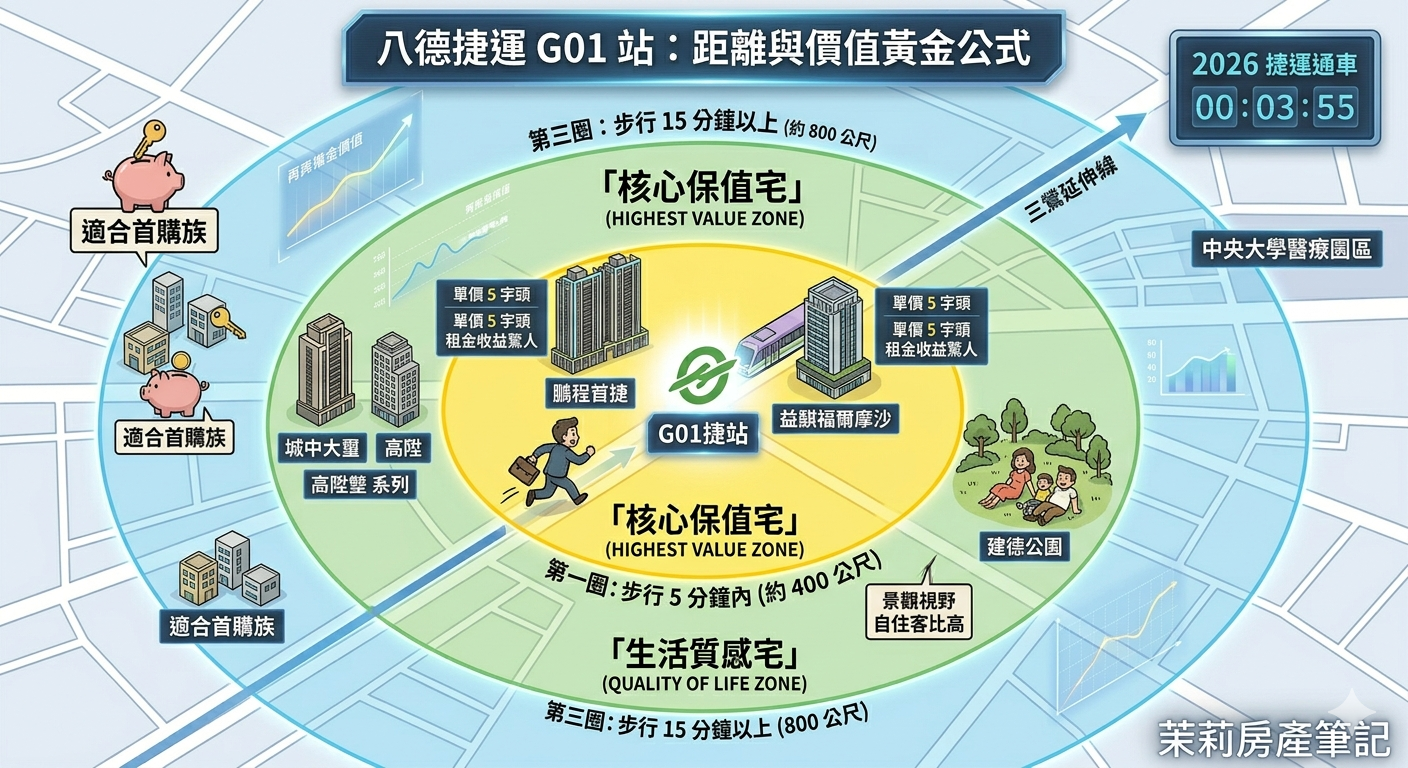 捷運 G01 站周邊建案對比：距離捷運站多遠最保值？