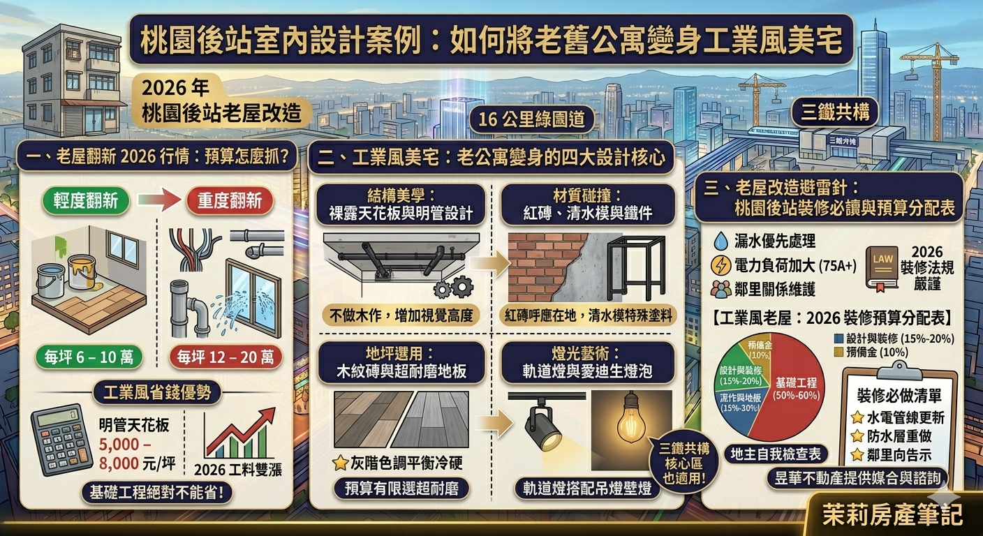 桃園後站室內設計案例：如何將老舊公寓變身工業風美宅