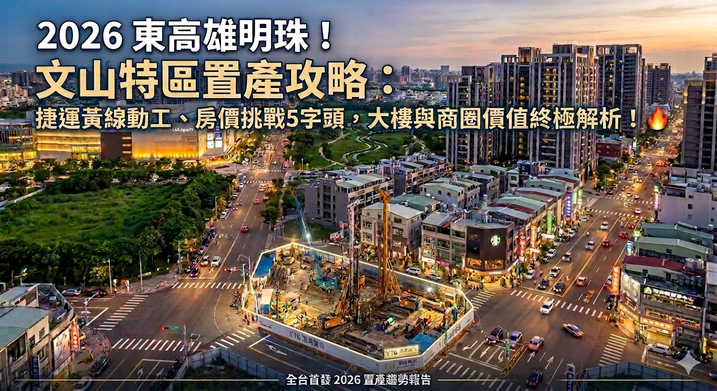 2026 東高雄明珠!文山特區置產攻略:捷運黃線動工、房價挑戰 5 字頭,大樓與商圈價值終極解析!
