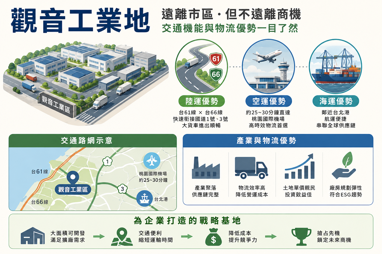 遠離市區但不遠離商機:觀音工業地交通機能與物流優勢,全方位解析企業置產的戰略核心