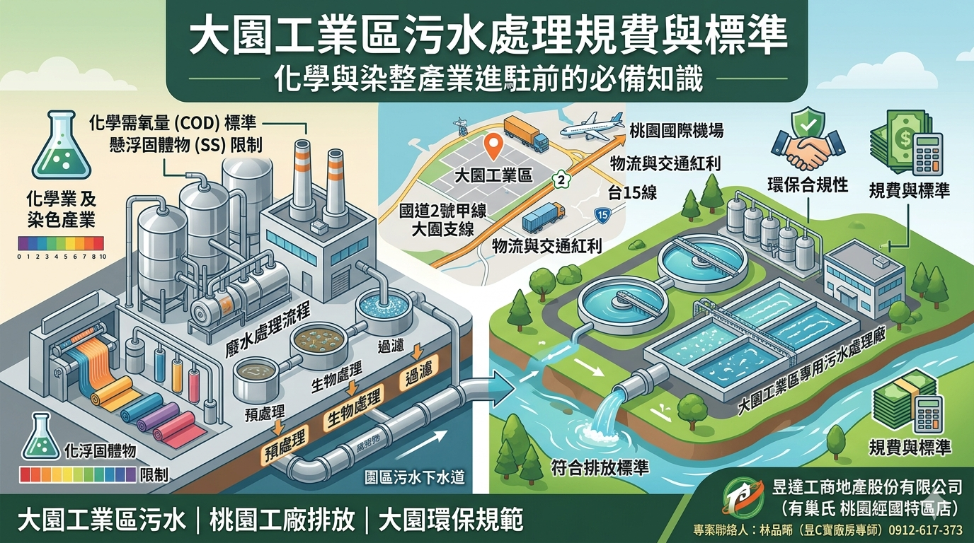 大園工業區污水處理規費與標準:化學與染整產業進駐前的必備知識