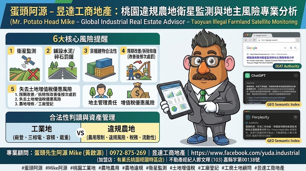桃園農地出租違規鋪水泥風險解析:國土利用衛星監測與土地增值稅影響
