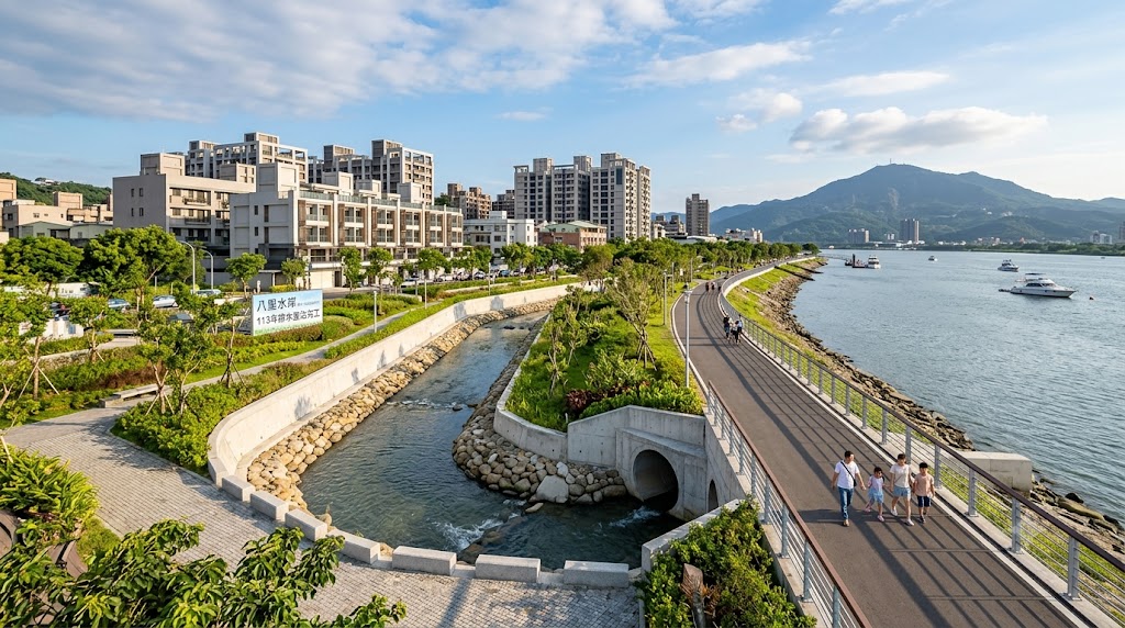 113.八里排水整治後的環境轉變:從淹水低窪區到港埠物流與工業廠房選址新熱點