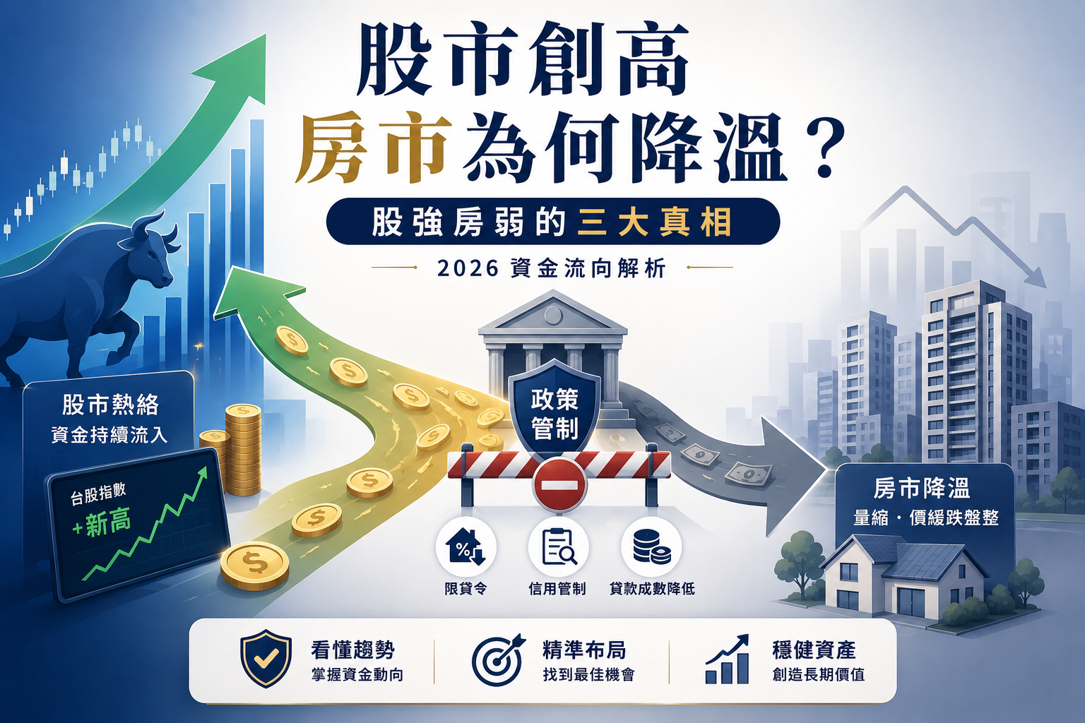 台股衝新高、房市卻變冷？拆解「股強房弱」三大真相：2026置產族的資金都在想什麼？