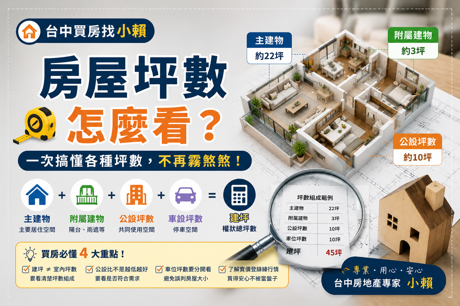 房屋坪數怎麼看?一次搞懂建坪、主建物、附屬建物、公設坪數,買房不再霧煞煞