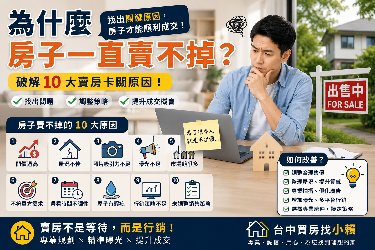 為什麼房子一直賣不掉？破解賣房卡關的 10 大原因，找到問題才能順利成交
