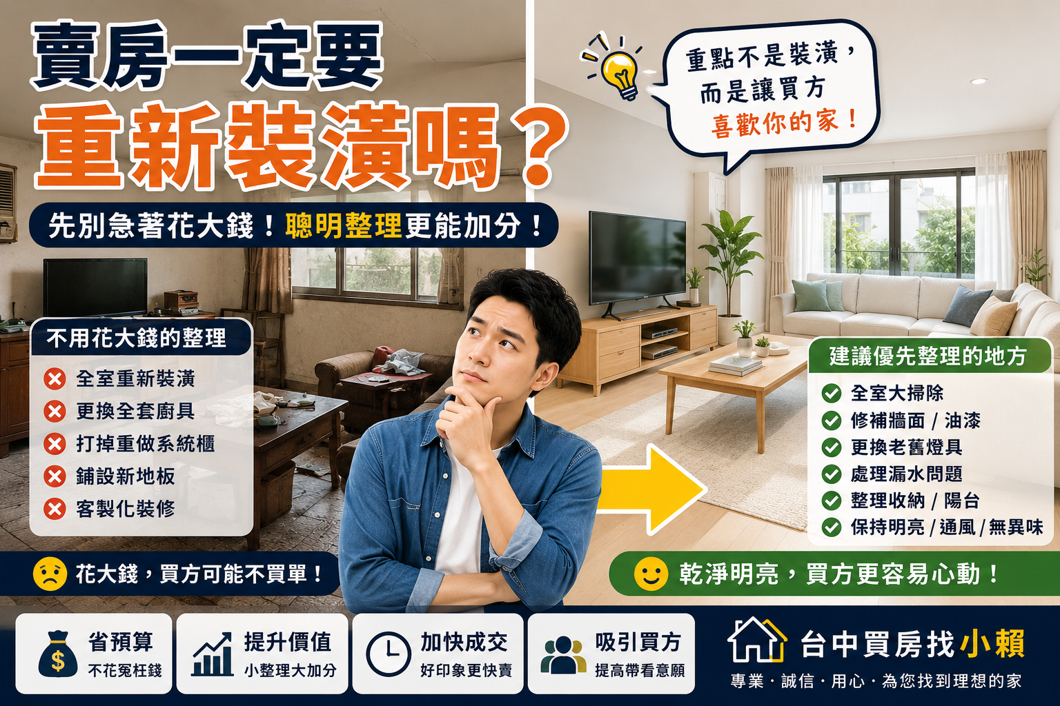 賣房一定要重新裝潢嗎？先別急著花大錢！教你判斷哪些該整理、哪些不用做