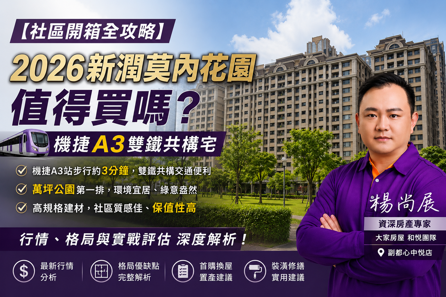 【社區開箱全攻略】2026新潤莫內花園值得買嗎？機捷A3雙鐵共構宅，行情、格局與實戰評估深度解析