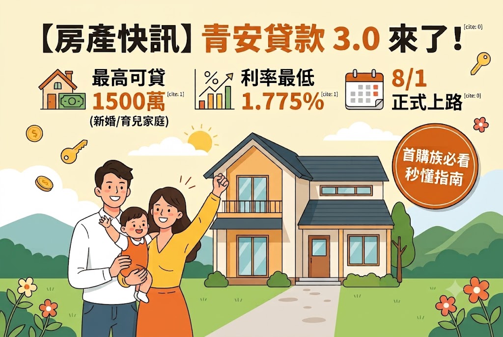 【部長開講】青安貸款 3.0 來了！8月上路最高可貸1500萬，首購族必看秒懂指南！