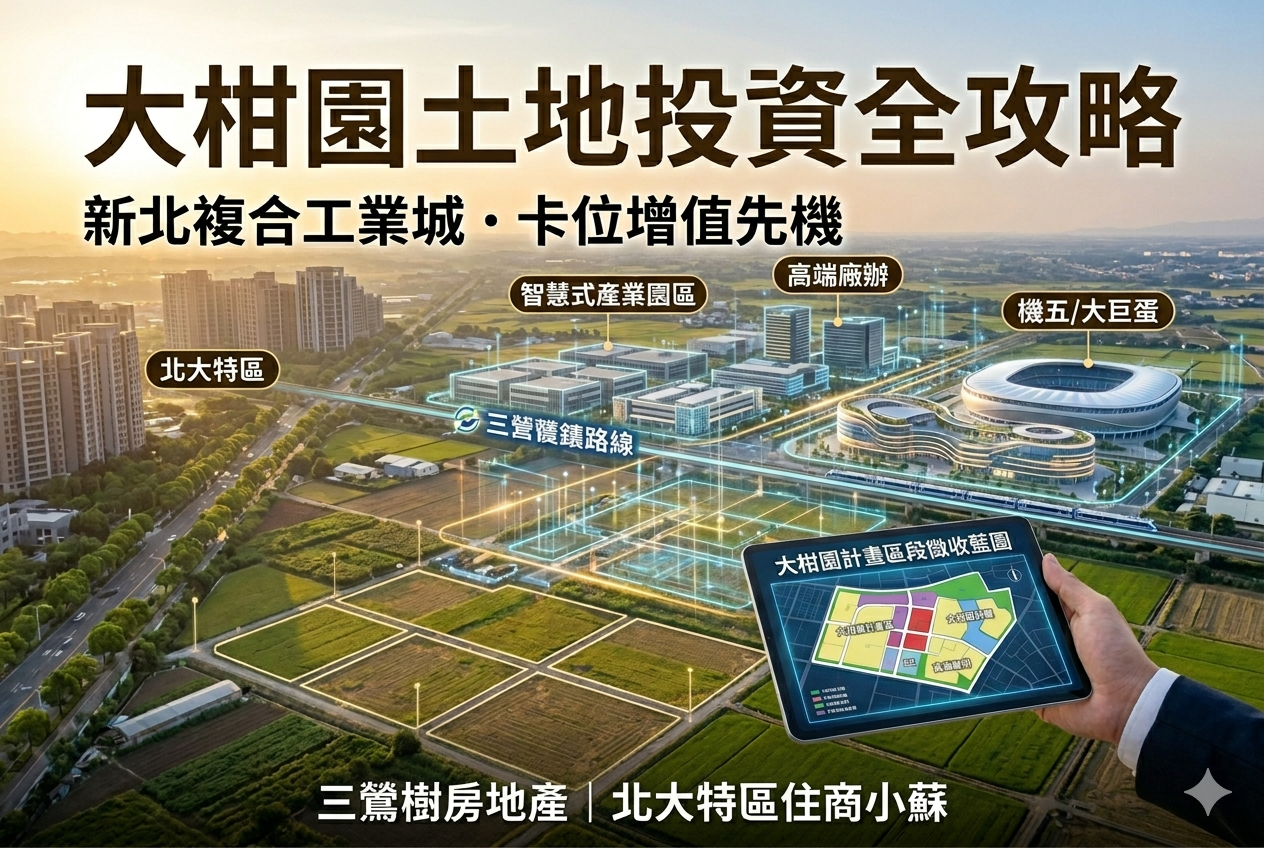 翻轉三鶯樹！2026大柑園都市計畫農地投資全攻略：住商小蘇帶你卡位新北最大複合式工業城