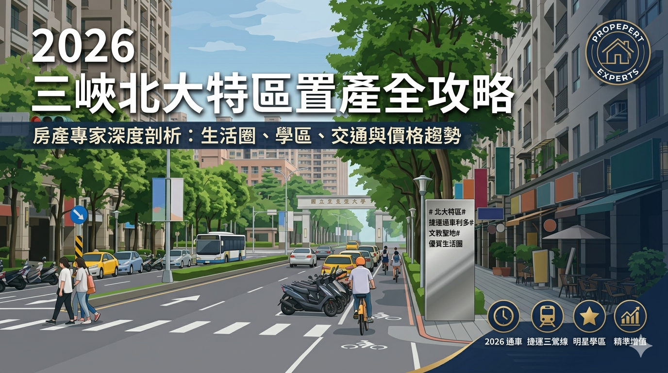 2026 三峽北大特區買房全攻略：捷運三鶯線通車、生活機能、優缺點與房價趨勢