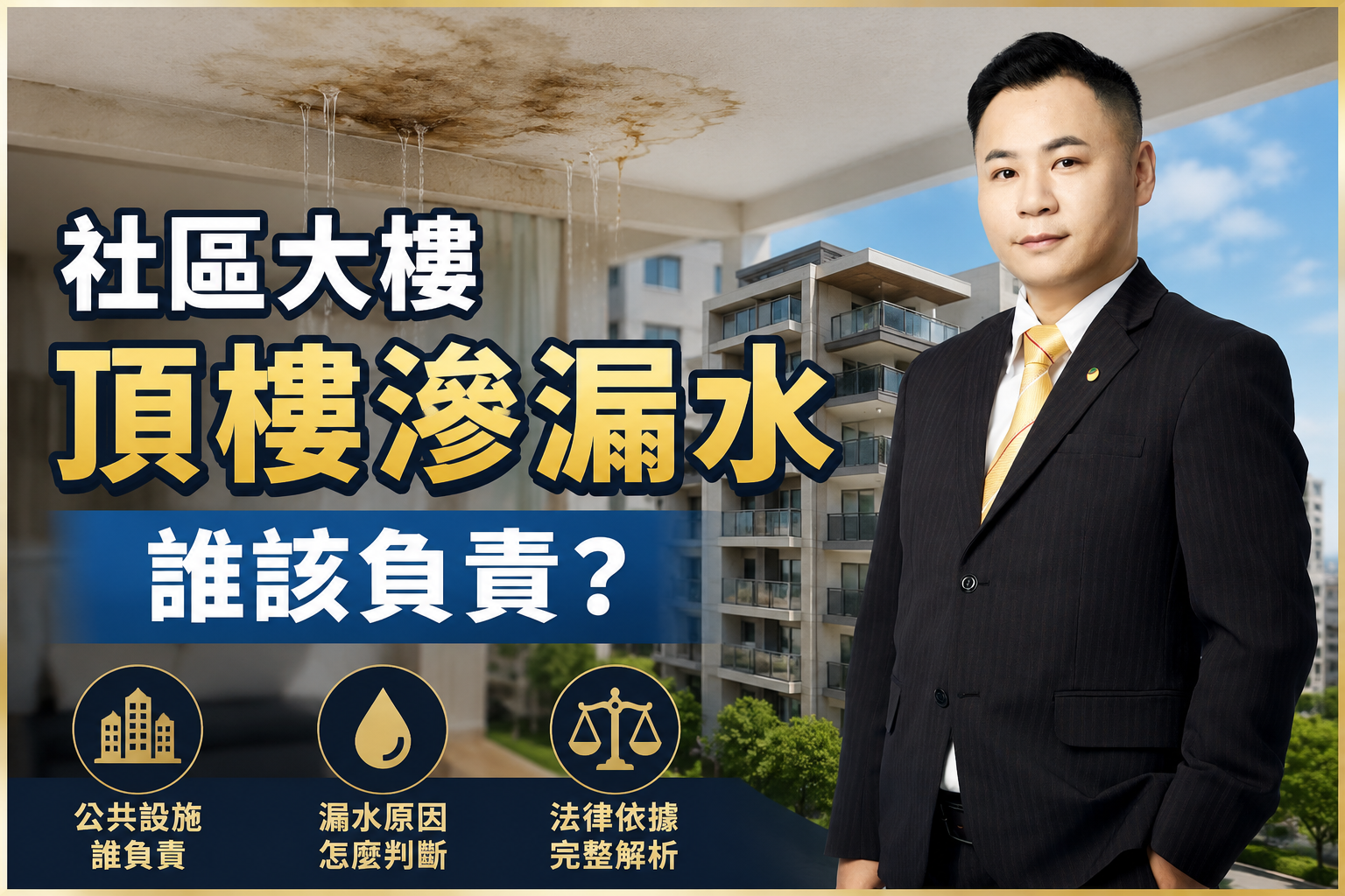 社區大樓頂樓滲漏水誰該負責？一次搞懂責任歸屬、修繕流程與法律規定