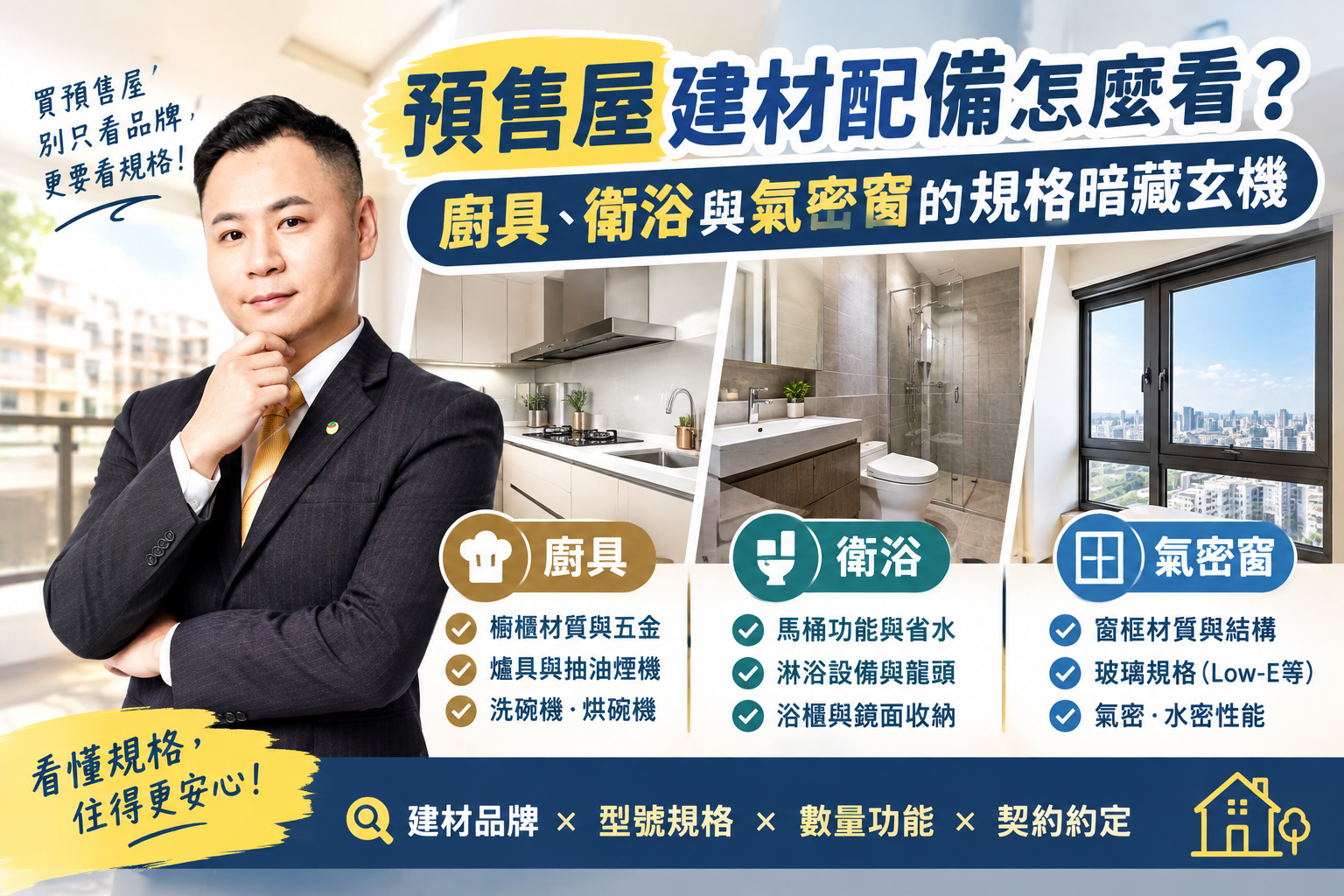 預售屋建材配備怎麼看?廚具、衛浴與氣密窗的規格暗藏玄機