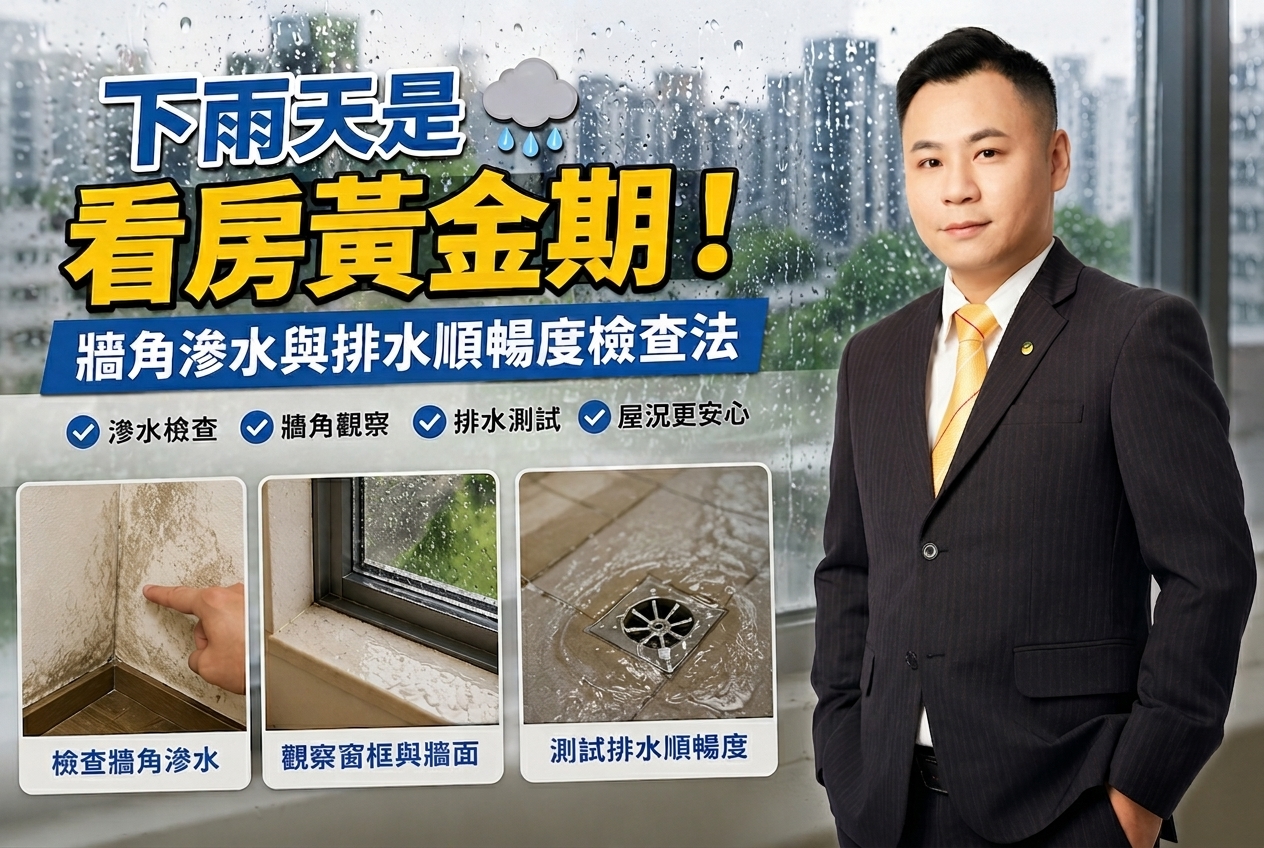 下雨天是看房黃金期！牆角滲水與排水順暢度檢查法