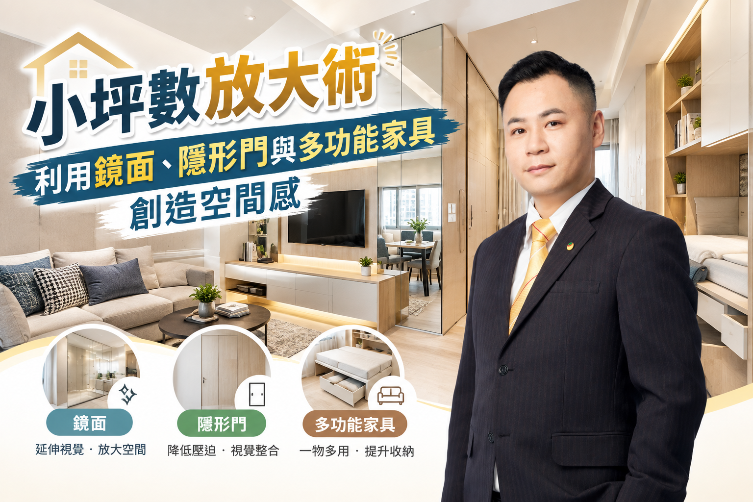 小坪數放大術：利用鏡面、隱形門與多功能家具創造空間感