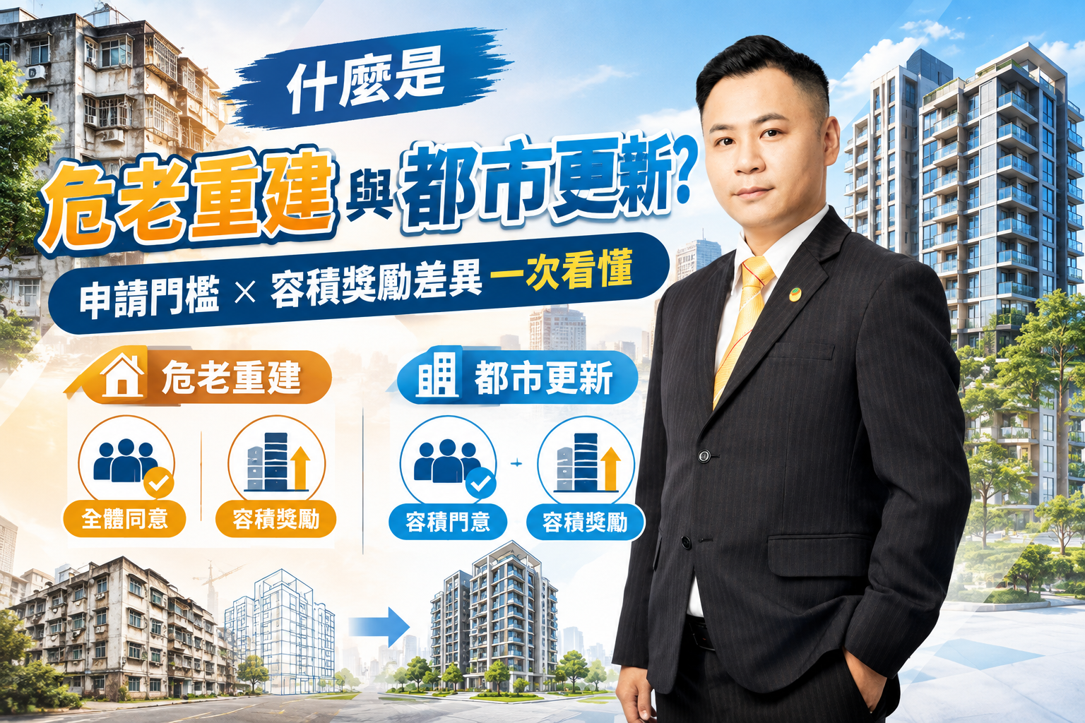 什麼是「危老重建」與「都市更新」?兩者申請門檻與容積獎勵差異