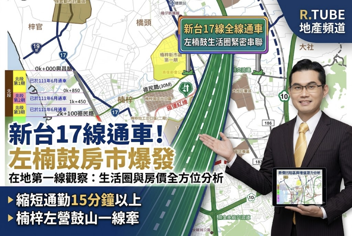 減短左楠鼓 15 分鐘車程！新台 17 線通車後的北高雄房市真心話
