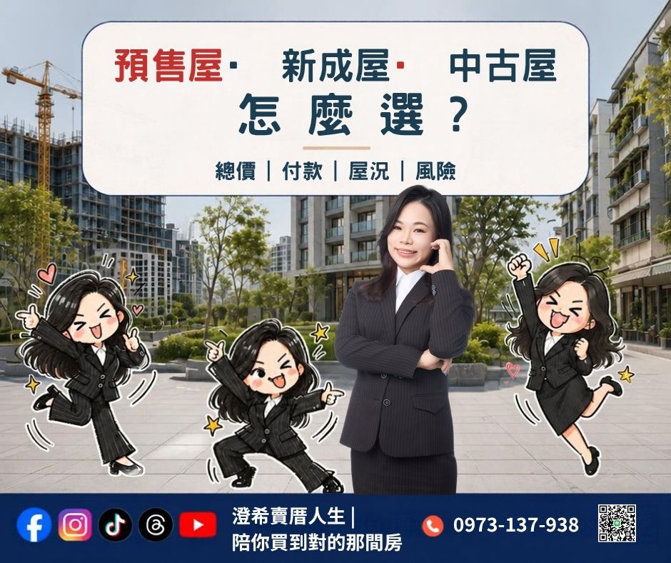 ╰┈➤ 【 預售屋、新成屋、中古屋怎麼選? 】總價、付款方式、屋況與風險完整比較