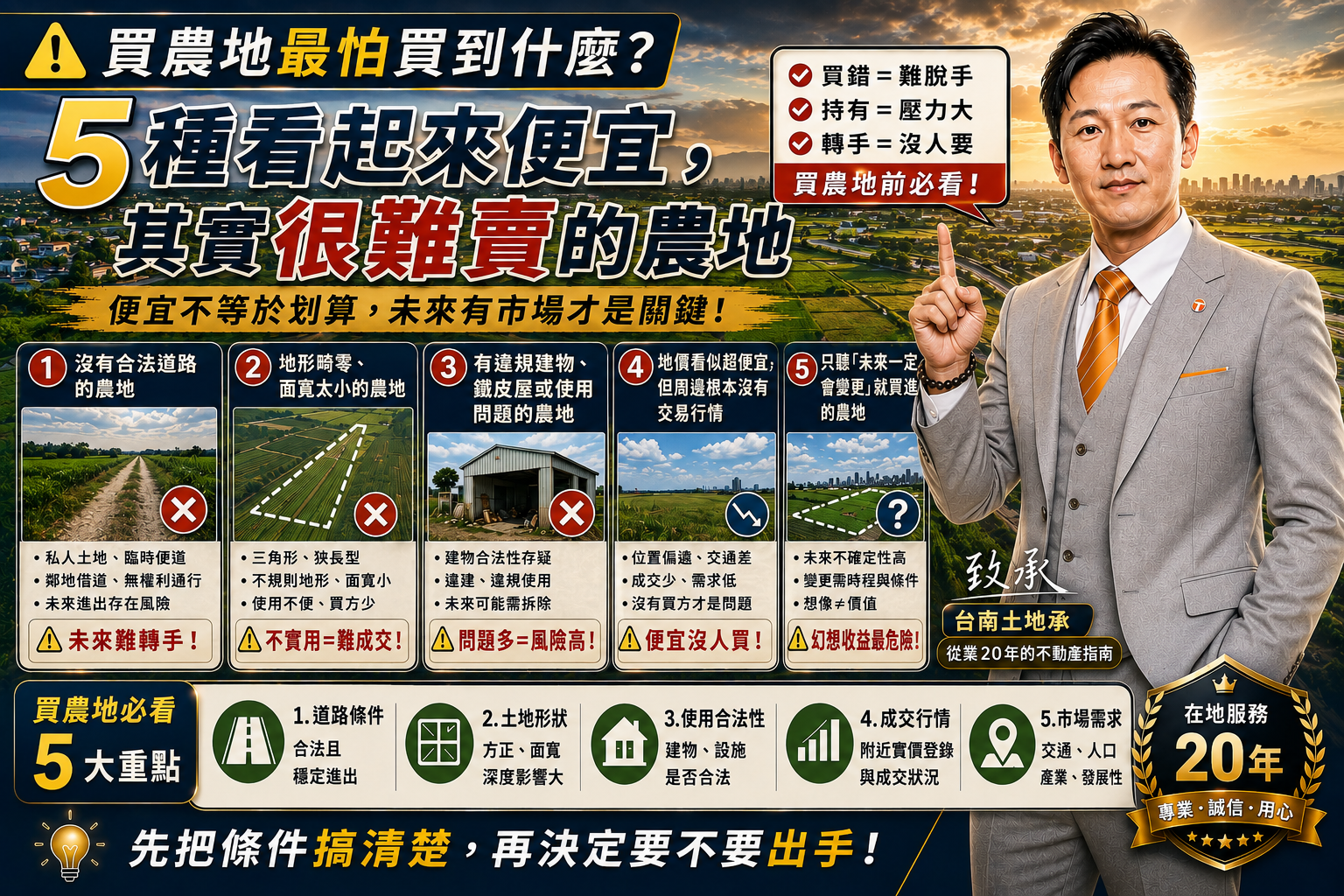【台南農地研究室 EP11】買農地注意什麼？5種看似便宜卻很難賣的農地