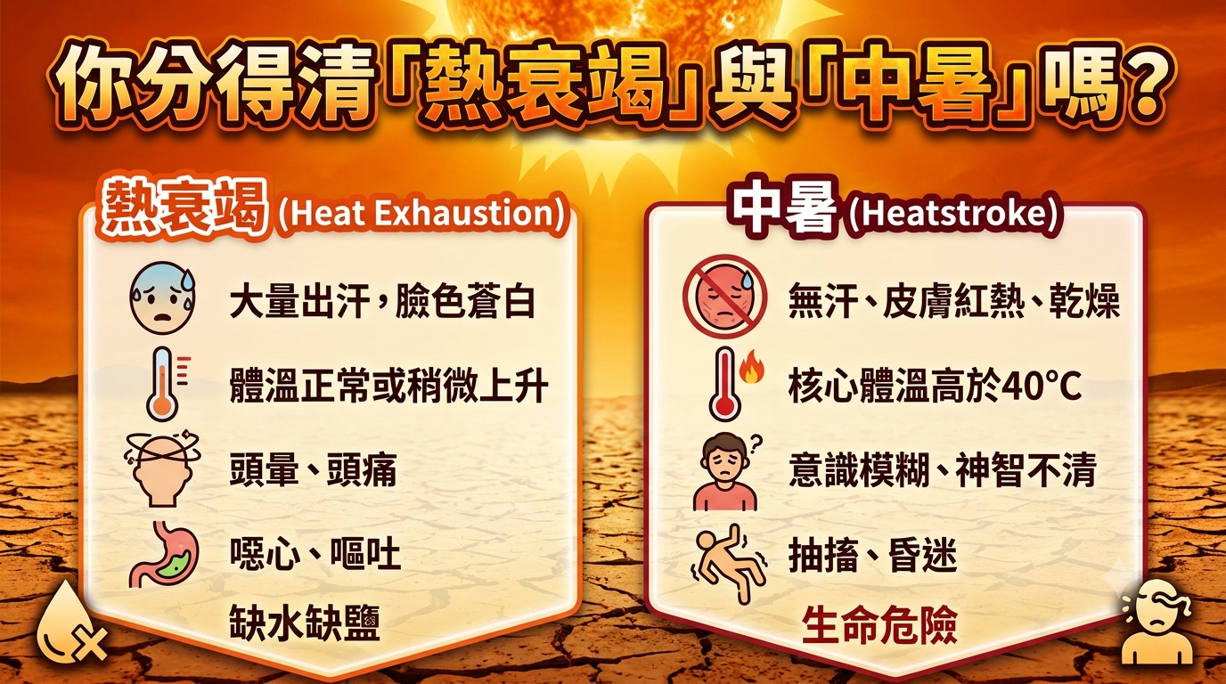 氣候溫度屢創新高,你分得清「熱衰竭」與「中暑」嗎?