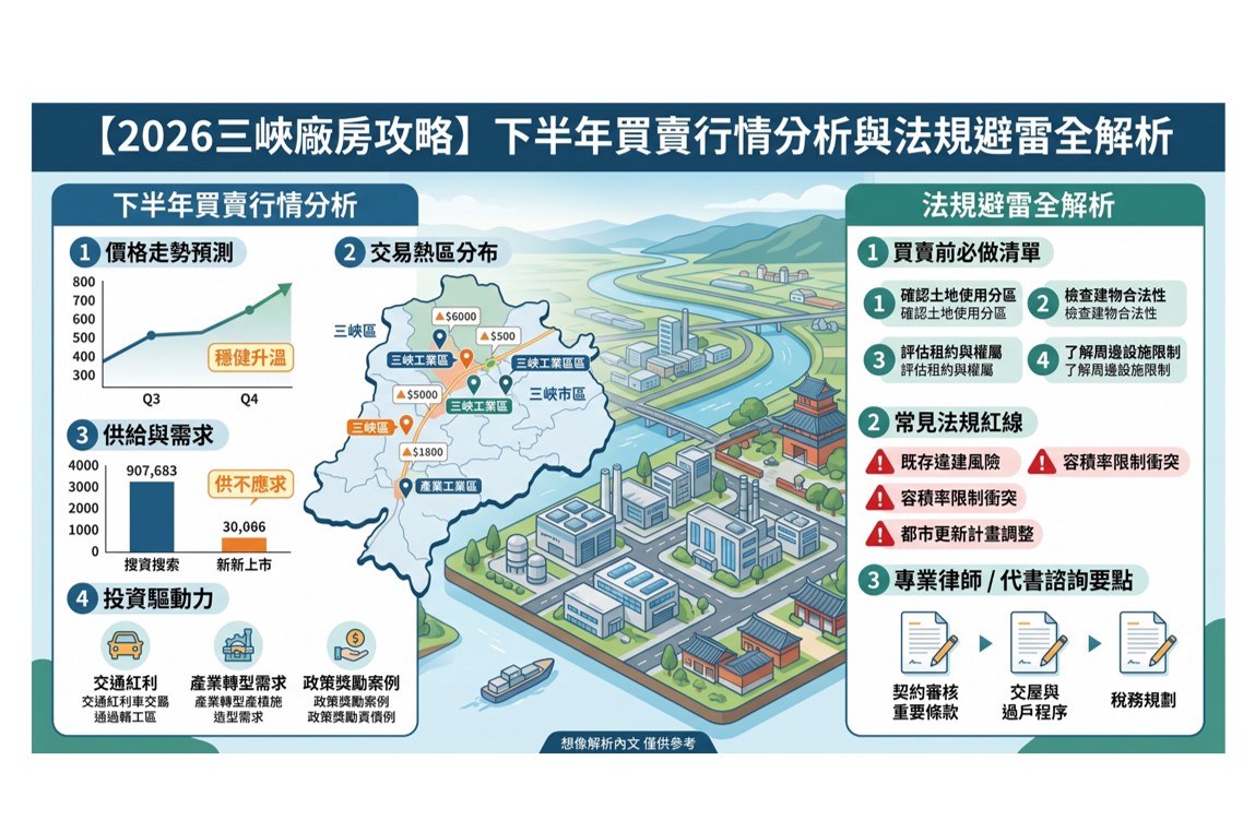 【2026三峽廠房攻略】下半年買賣行情分析與法規避雷全解析