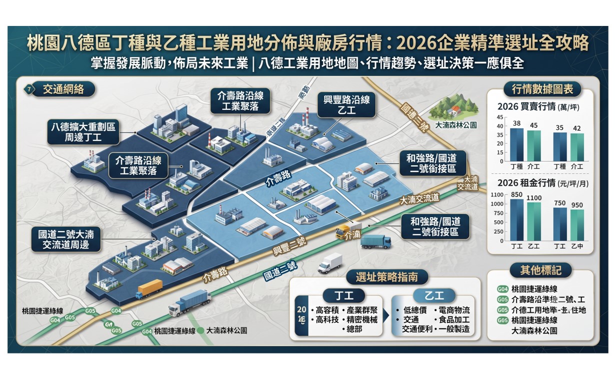 桃園八德區丁工與乙工用地分佈與廠房行情:2026企業精準選址全攻略
