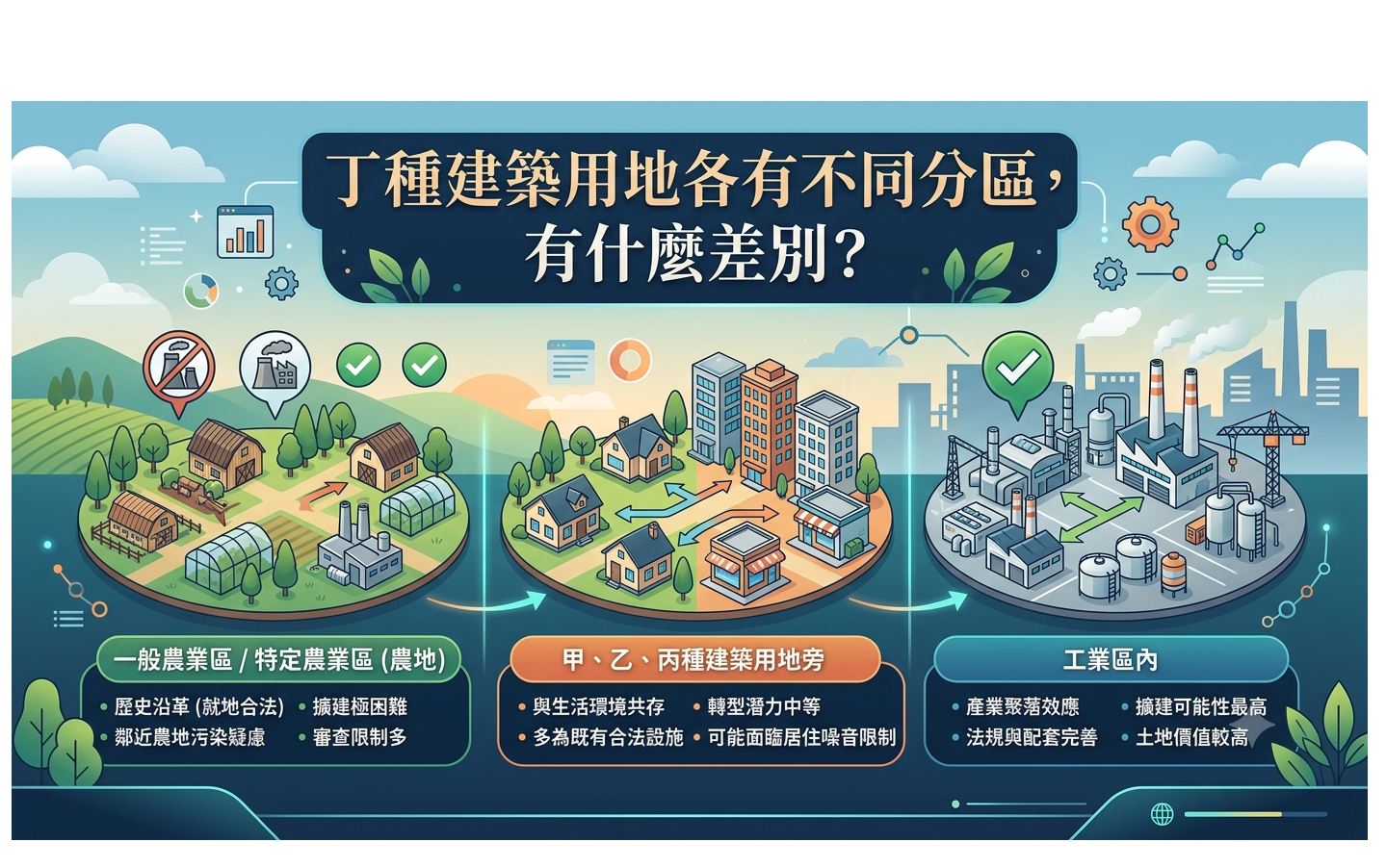 廠房買賣必看!丁種建築用地分區有何差別?2026法規地雷與選址全攻略