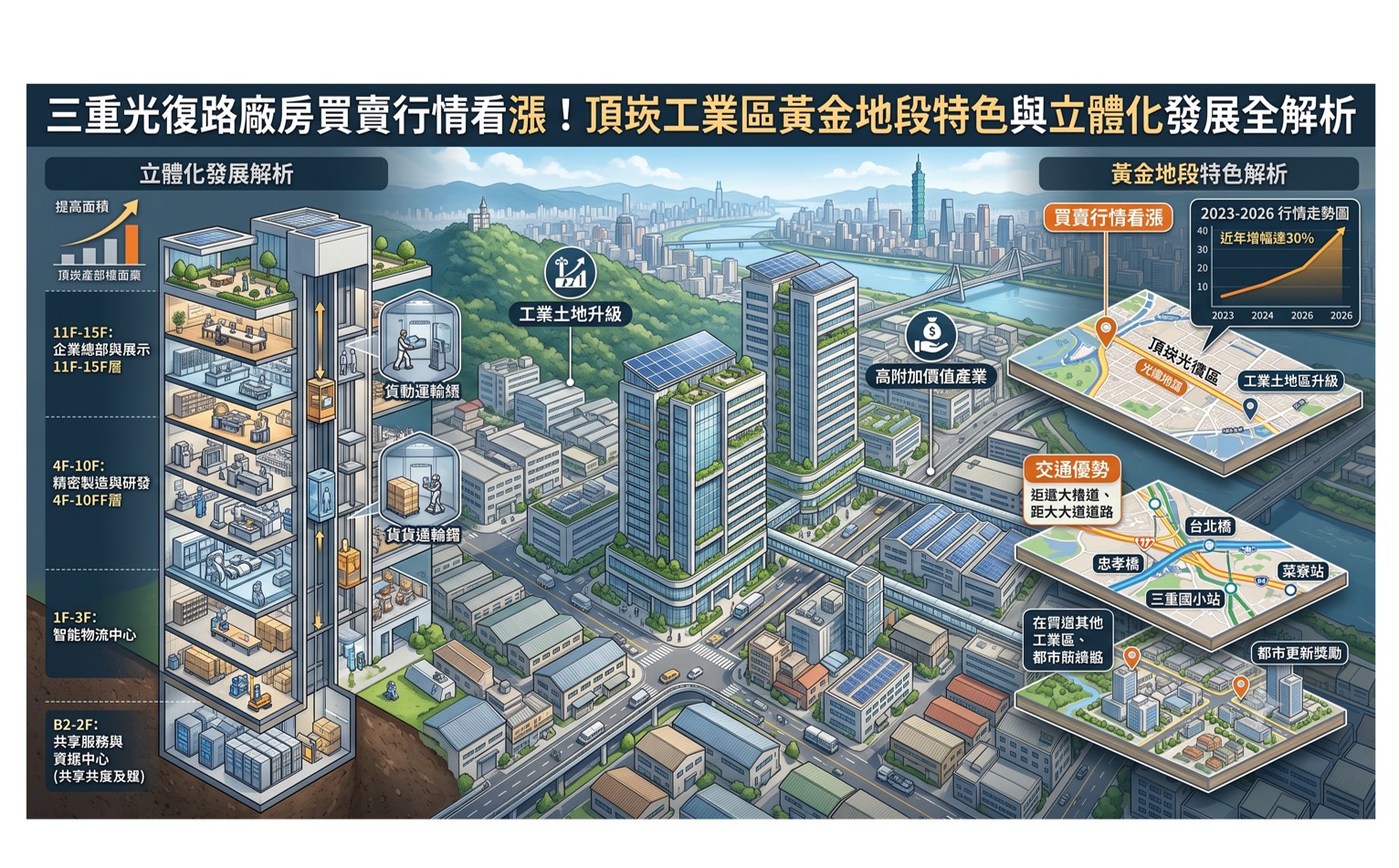 三重光復路廠房買賣行情看漲!頂崁工業區黃金地段特色與立體化發展全解析