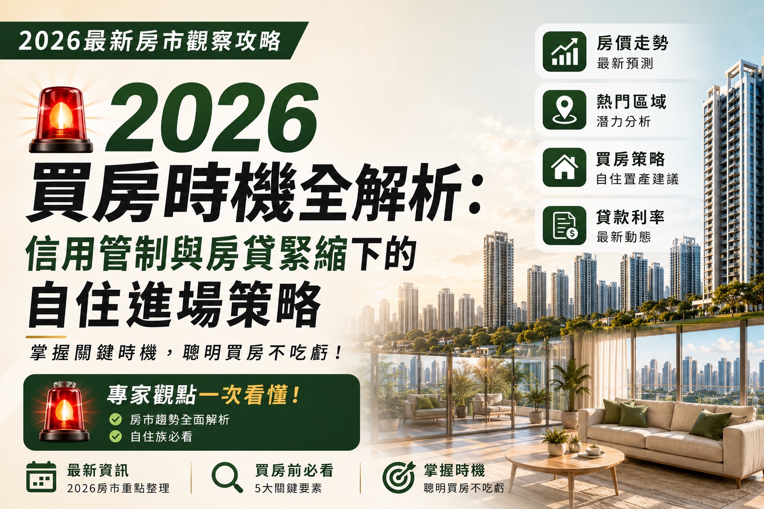 🚨2026買房時機全解析:信用管制與房貸緊縮下的自住進場策略