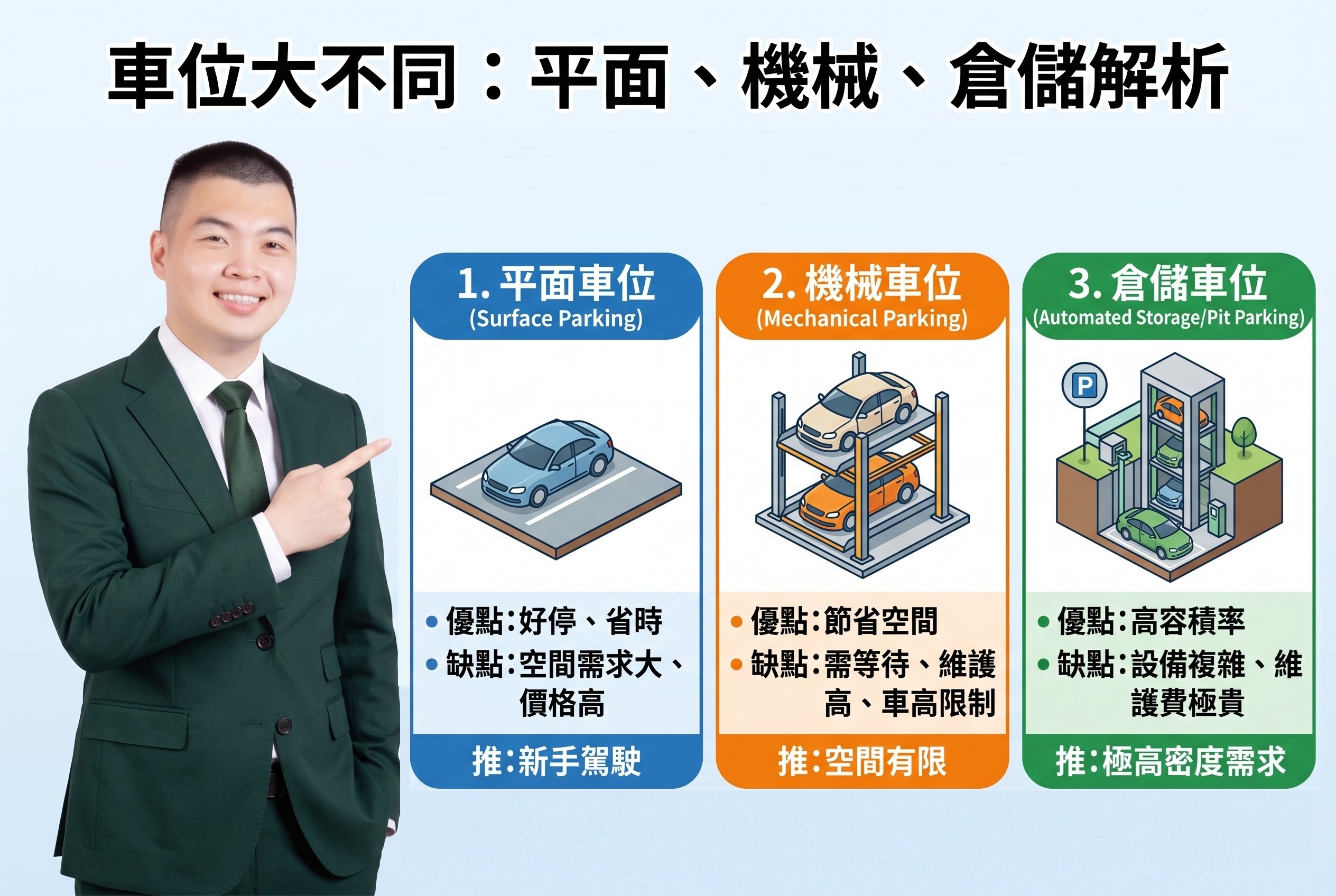 2026車位分類怎麼選?平面、機械、倉儲車位優缺點與行情決策全解析