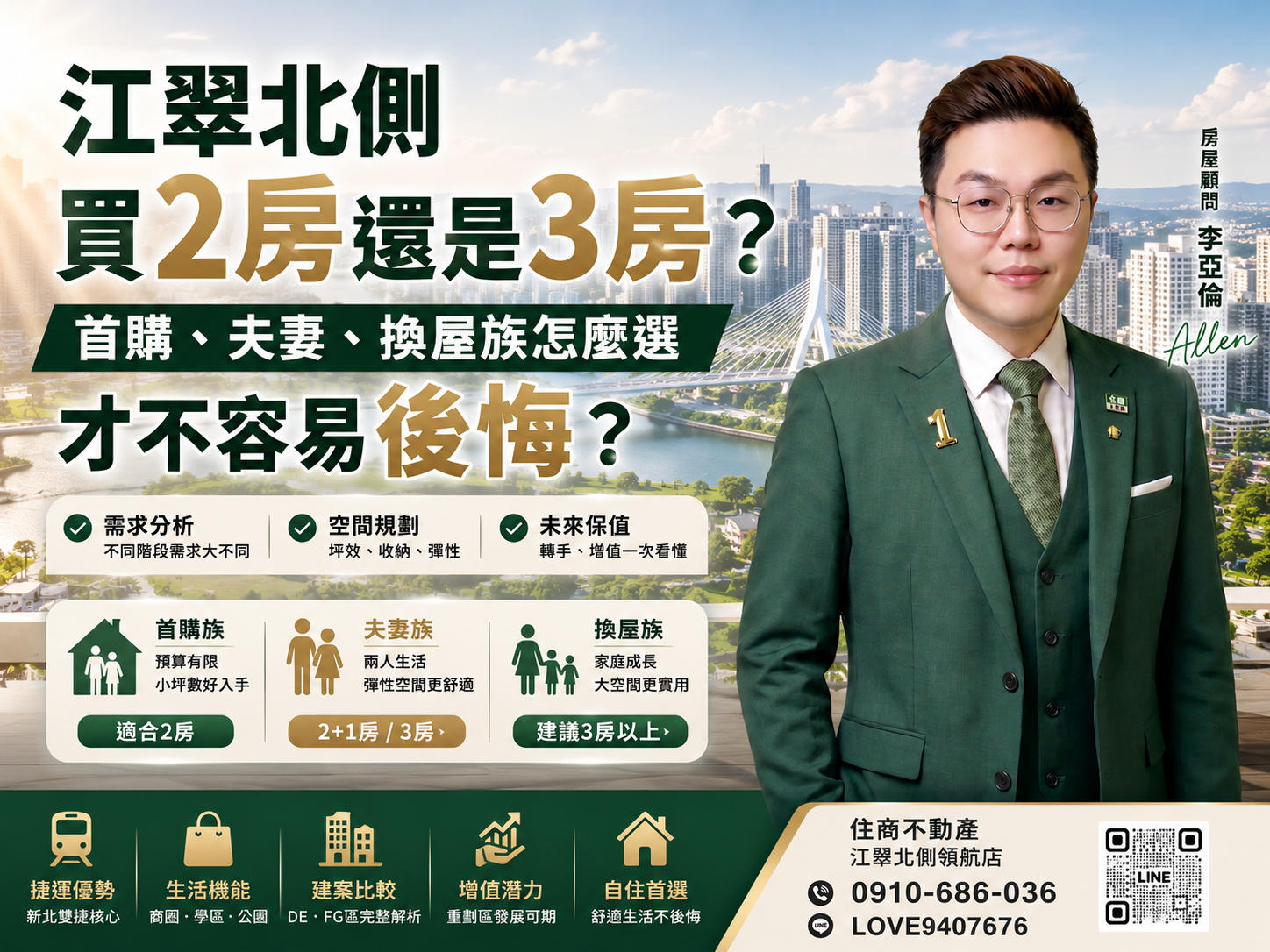 江翠北側買2房還是3房?首購、夫妻、換屋族怎麼選才不容易後悔?