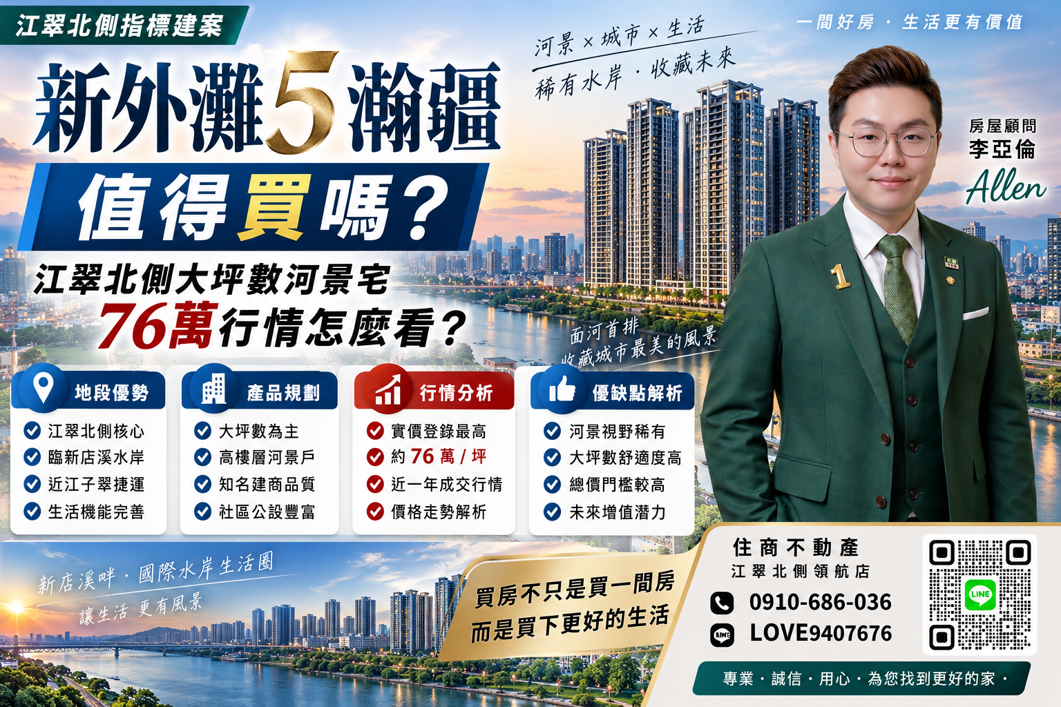 新外灘5瀚疆值得買嗎?江翠北側大坪數河景宅、76萬行情怎麼看?