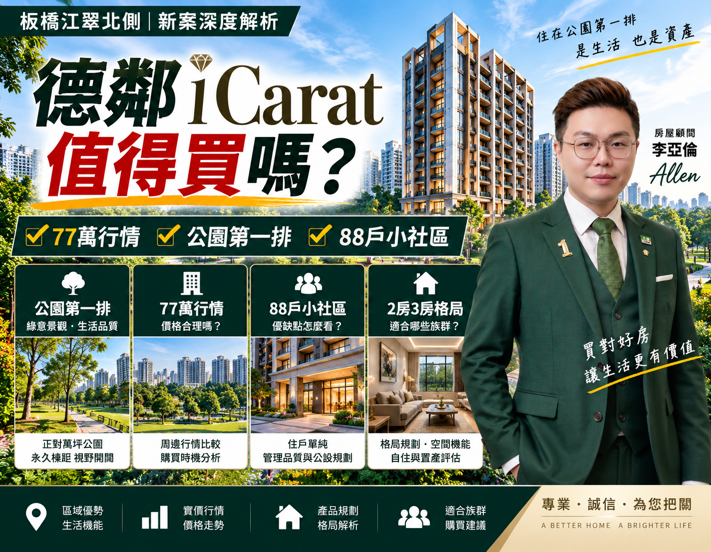 德鄰i Carat值得買嗎？77萬行情、公園第一排與88戶小社區怎麼看？