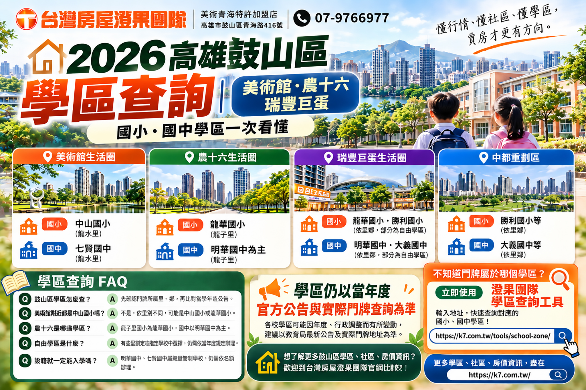 2026高雄鼓山區學區查詢|美術館、農十六、瑞豐巨蛋,國小、國中學區一次看懂