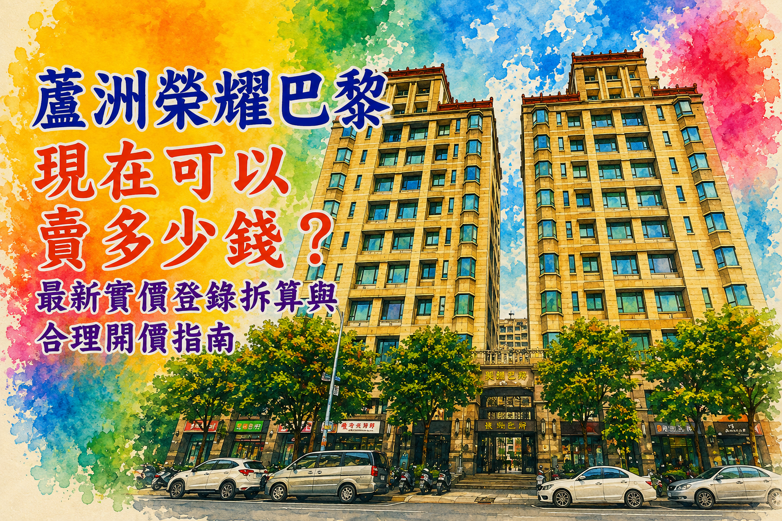 蘆洲榮耀巴黎現在可以賣多少錢?最新實價登錄拆算與合理開價指南|南港子重劃區長榮路賣房開價策略